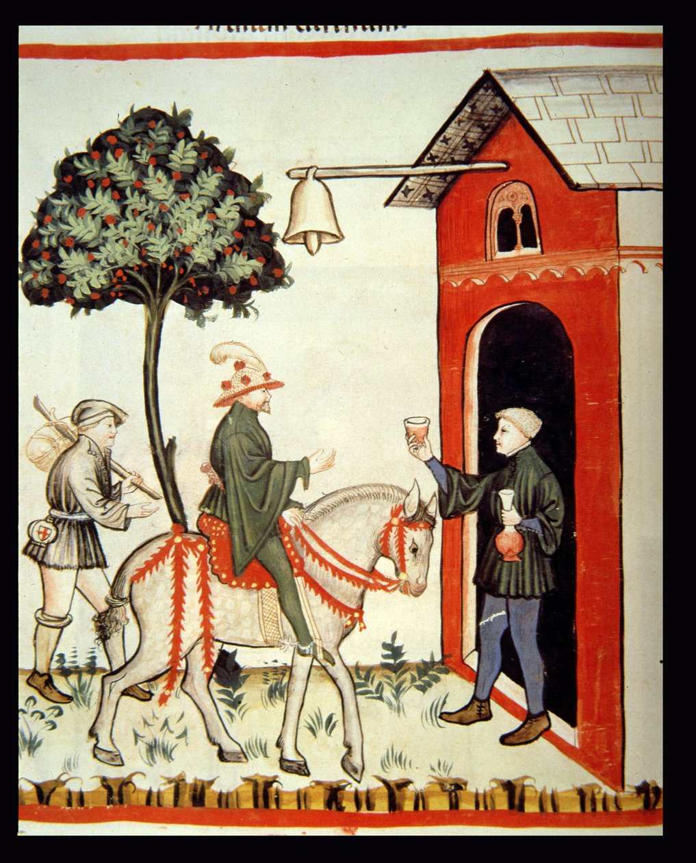 Nova 2644 fol.87v A pohár vörösbor, a Tacuinum Sanitatis Codex Vindobonensis-től alkotó: Italian School