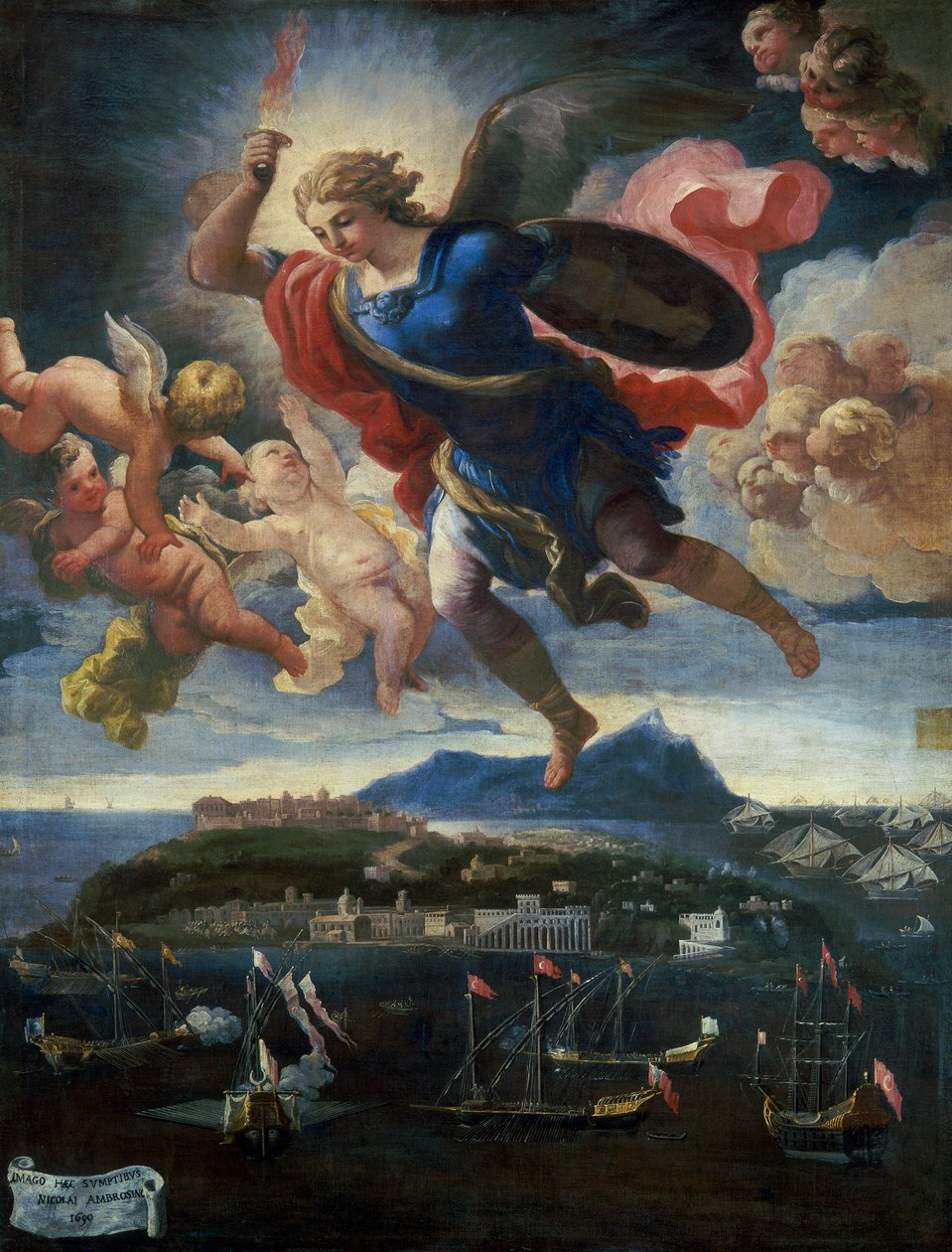 Szent Mihály arkangyal védi a szigetet, 1680-90 alkotó: Italian School
