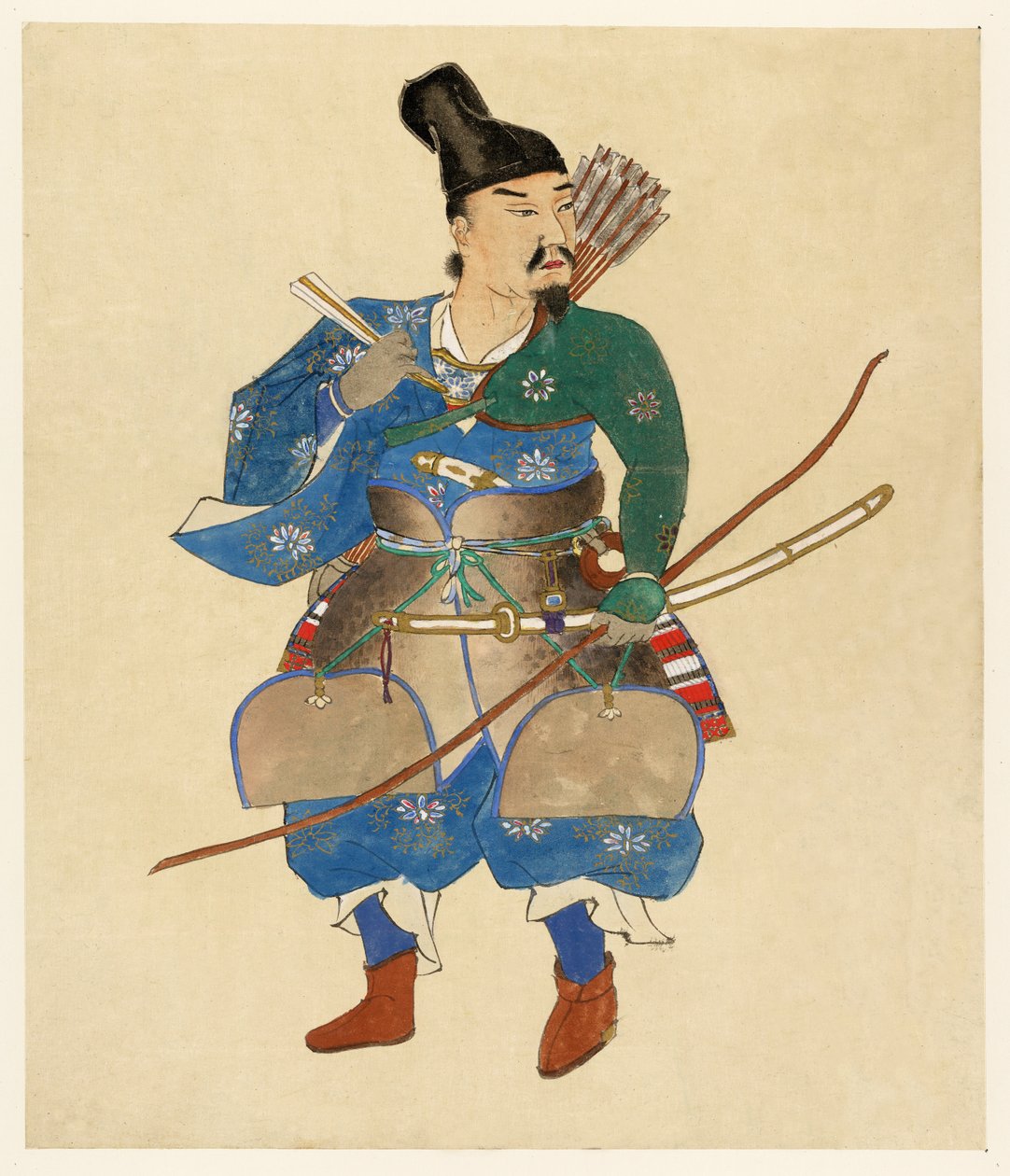 Japán harcos, 1800-1870 (kézzel színezett fatömbnyomat) alkotó: Japanese School