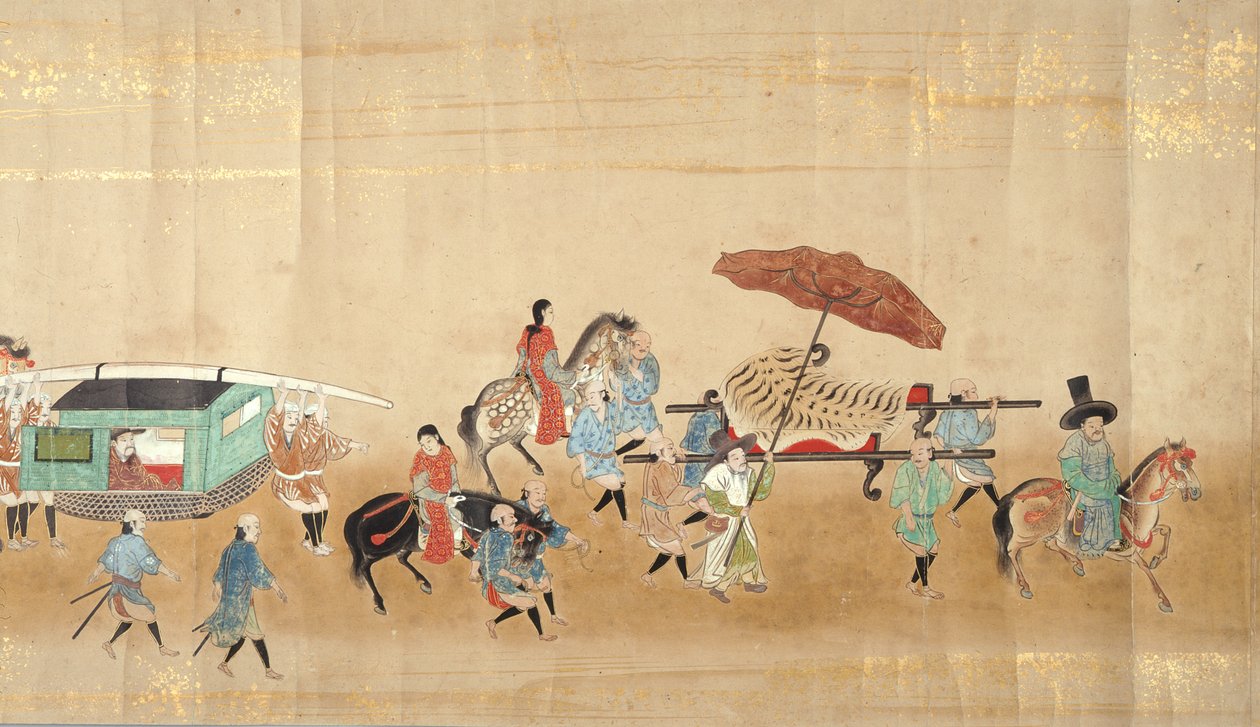Korea hatodik nagykövetsége Japánban Meireki 1-ben a Tokugawa Ietsuna utódlás idején, 1651-ben, valószínűleg Kano Masanobu (1625-94) (tekercsfestmény) (részlet) (lásd még: 79775) alkotó: Japanese School