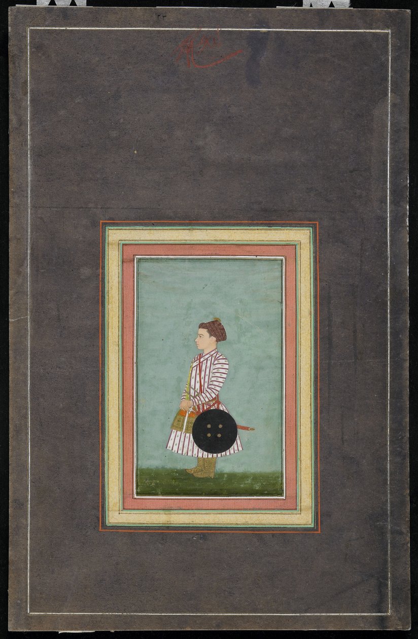 Fiatal herceg, Albumfólió festménnyel, 1650-1660 körül (átlátszatlan akvarell és arany papíron) alkotó: Mughal School