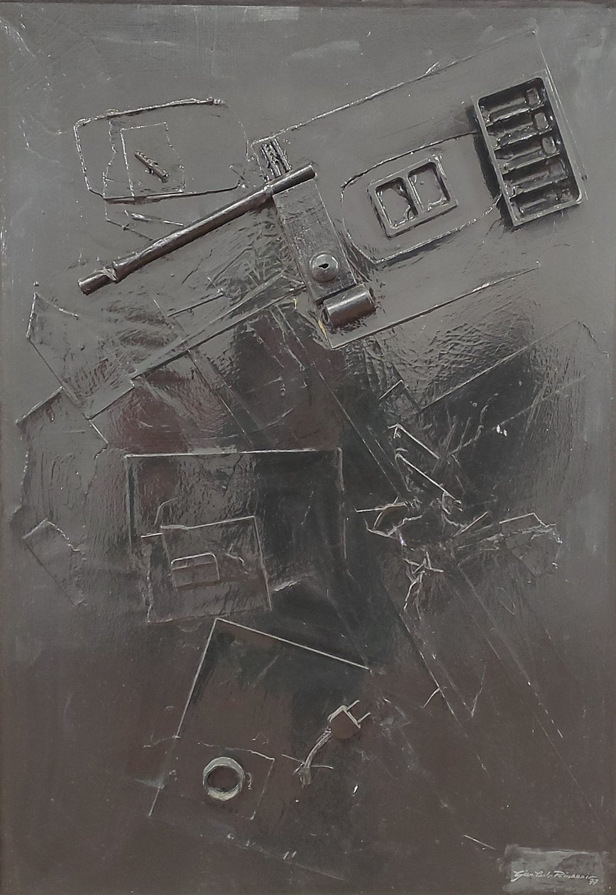 G. C. Riccardi, Combustione n. 1, 1977, vegyes technika, vászon, 60x80, Arpino, Umberto Mastroianni Alapítvány, Olaszország. alkotó: Gian Carlo Riccardi