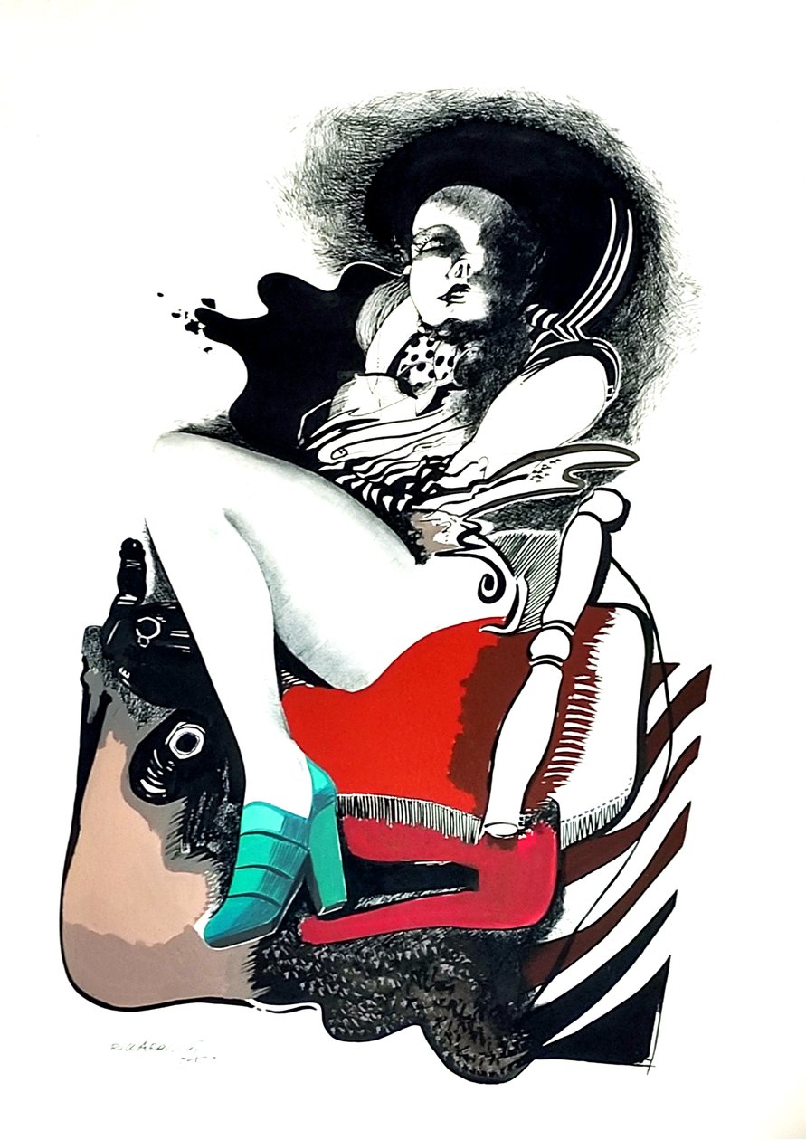 G. C. Riccardi, Cím nélkül, 1974, Tinte auf Papier, 40x70, Olaszország. alkotó: Gian Carlo Riccardi