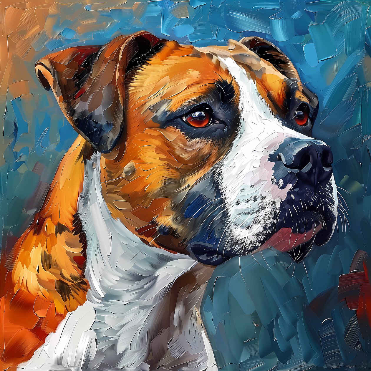 Boxer kutya festmény , vászon poszterek, online Wall Art nyomatok alkotó: F. Abderrahim