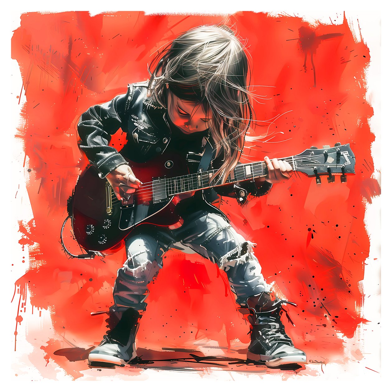 A gyermek játék rock elektromos gitár, Zene művészeti festmények eladó, vászon művészeti nyomatok alkotó: F. Abderrahim