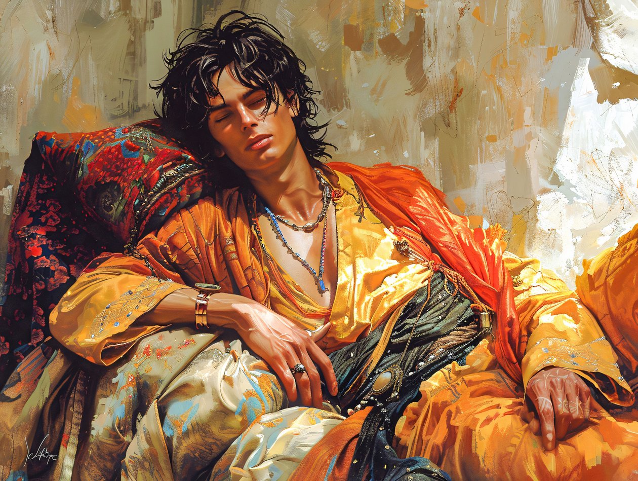 Cyberpunk figuratív fali művészeti nyomatok : Egy fekvő alak portréja alkotó: F. Abderrahim