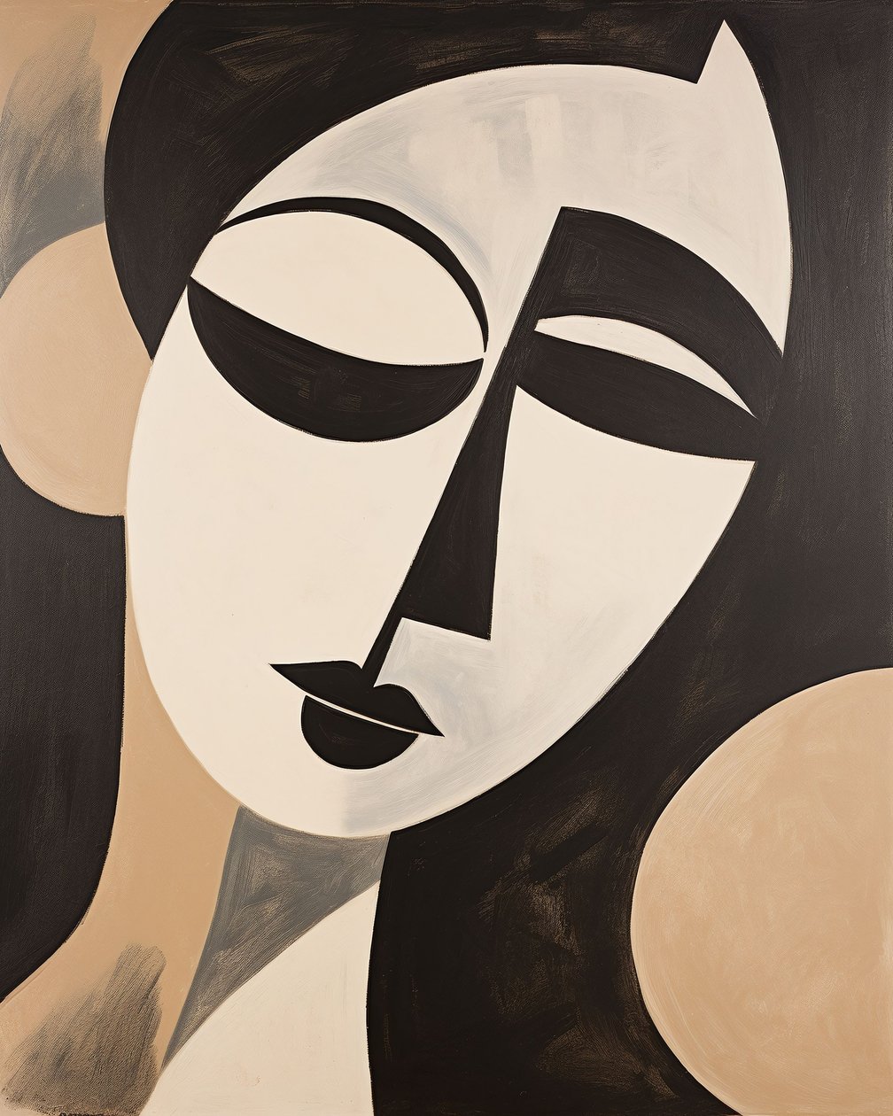 Fekete  bézs absztrakt nő Henri matisse stílusban | art prints, keretes fali dekoráció alkotó: F. Abderrahim