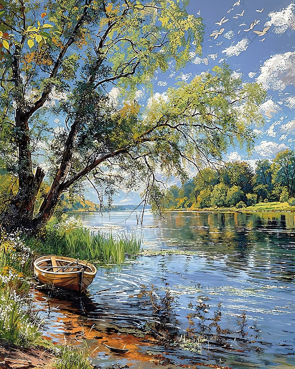 Gyönyörű táj napsütötte rétekkel, modern fali dekorációs ötletek alkotó: F. Abderrahim