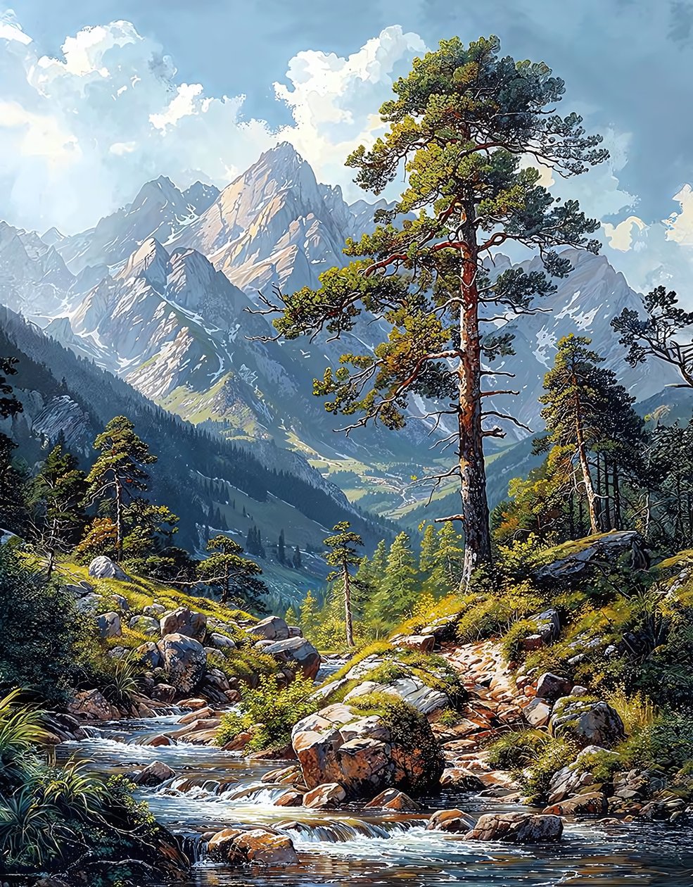 A Roggalspitze a Lechquelle-hegységben, eladó fali dekoráció alkotó: F. Abderrahim