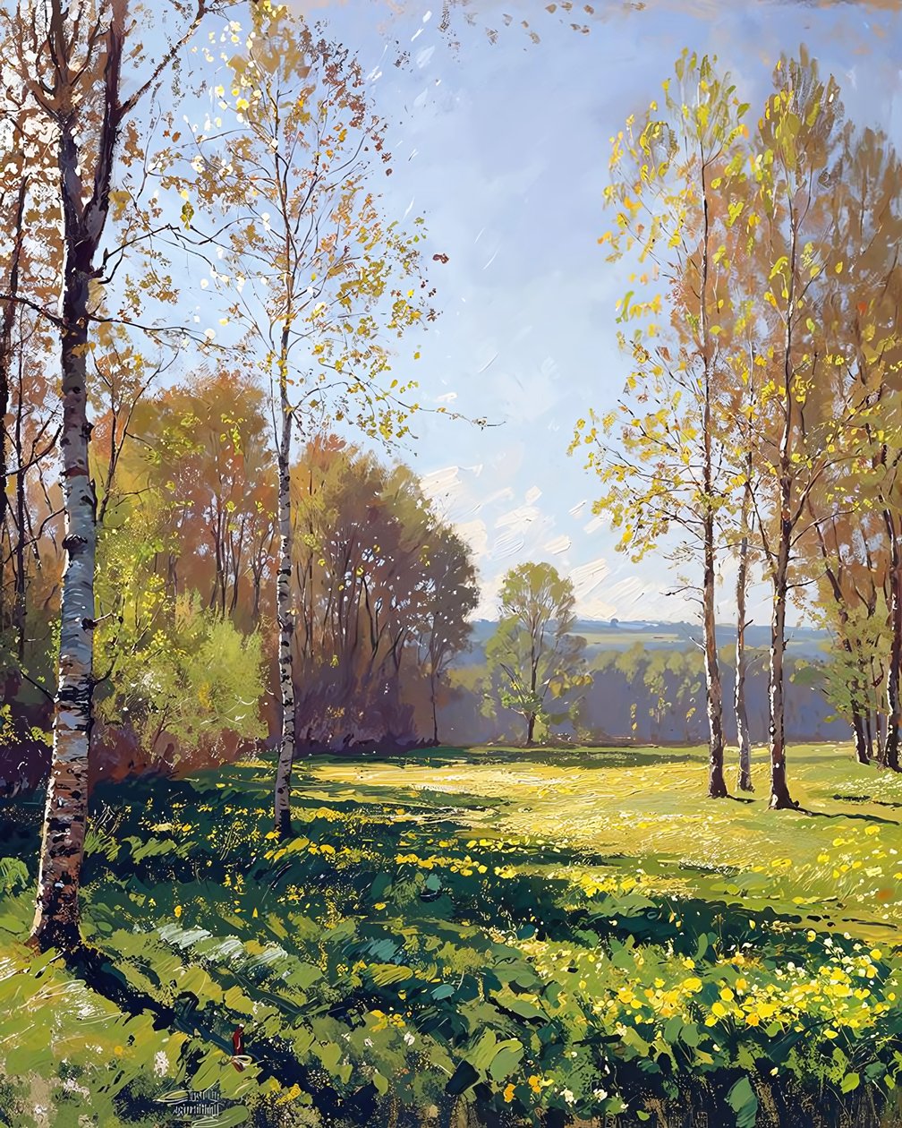 Landscape on a sunny spring day, Olcsó fali dekoráció eladó alkotó: F. Abderrahim