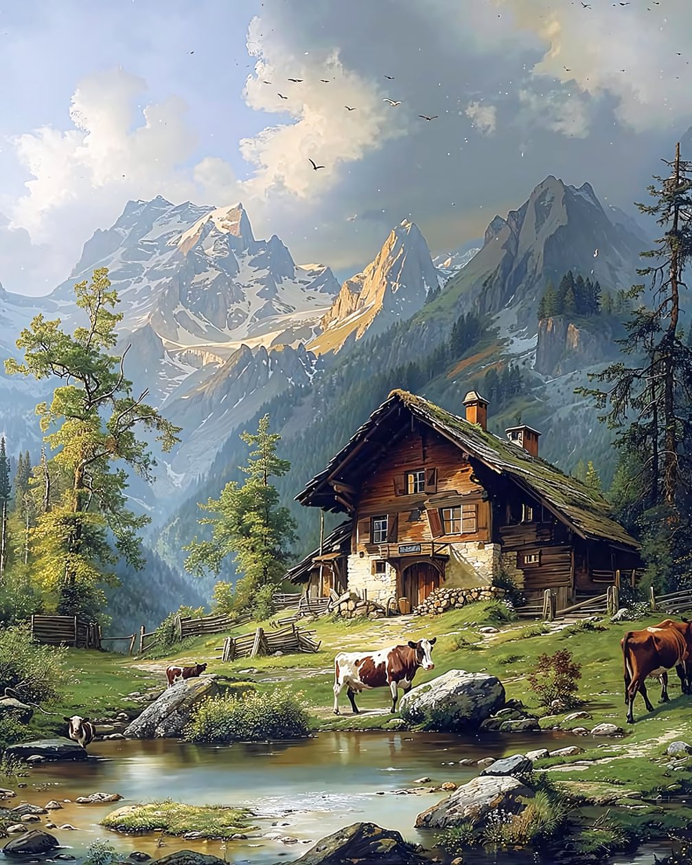 Gyönyörű táj ősszel, vászon falidíszítésre Wildlife Art alkotó: F. Abderrahim