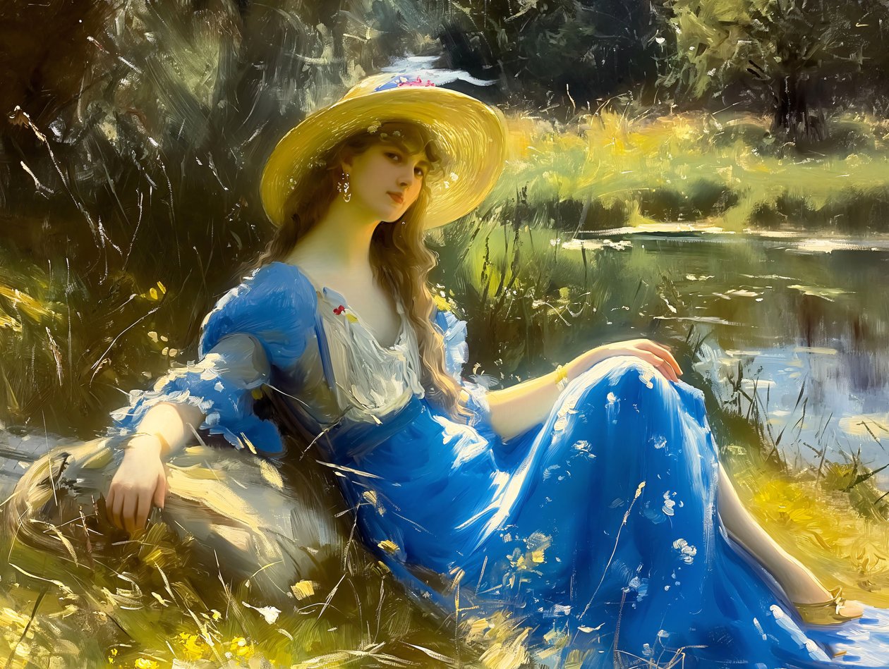 Klasszikus festmények nőkről a természetben, John Singer Sargent ihletése alkotó: F. Abderrahim