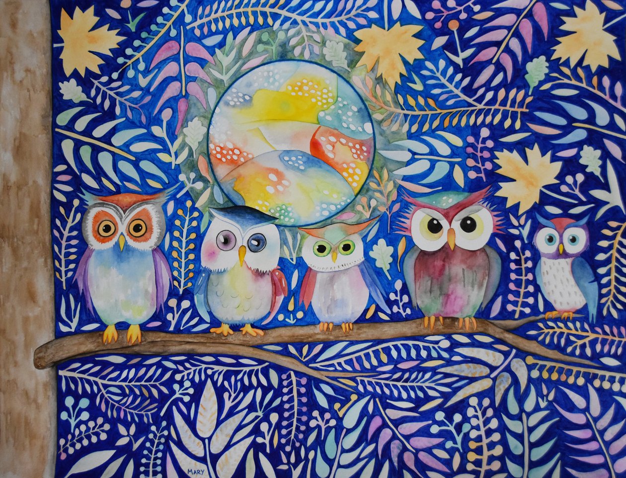 Baglyok éjszaka alkotó: Marys Watercolors