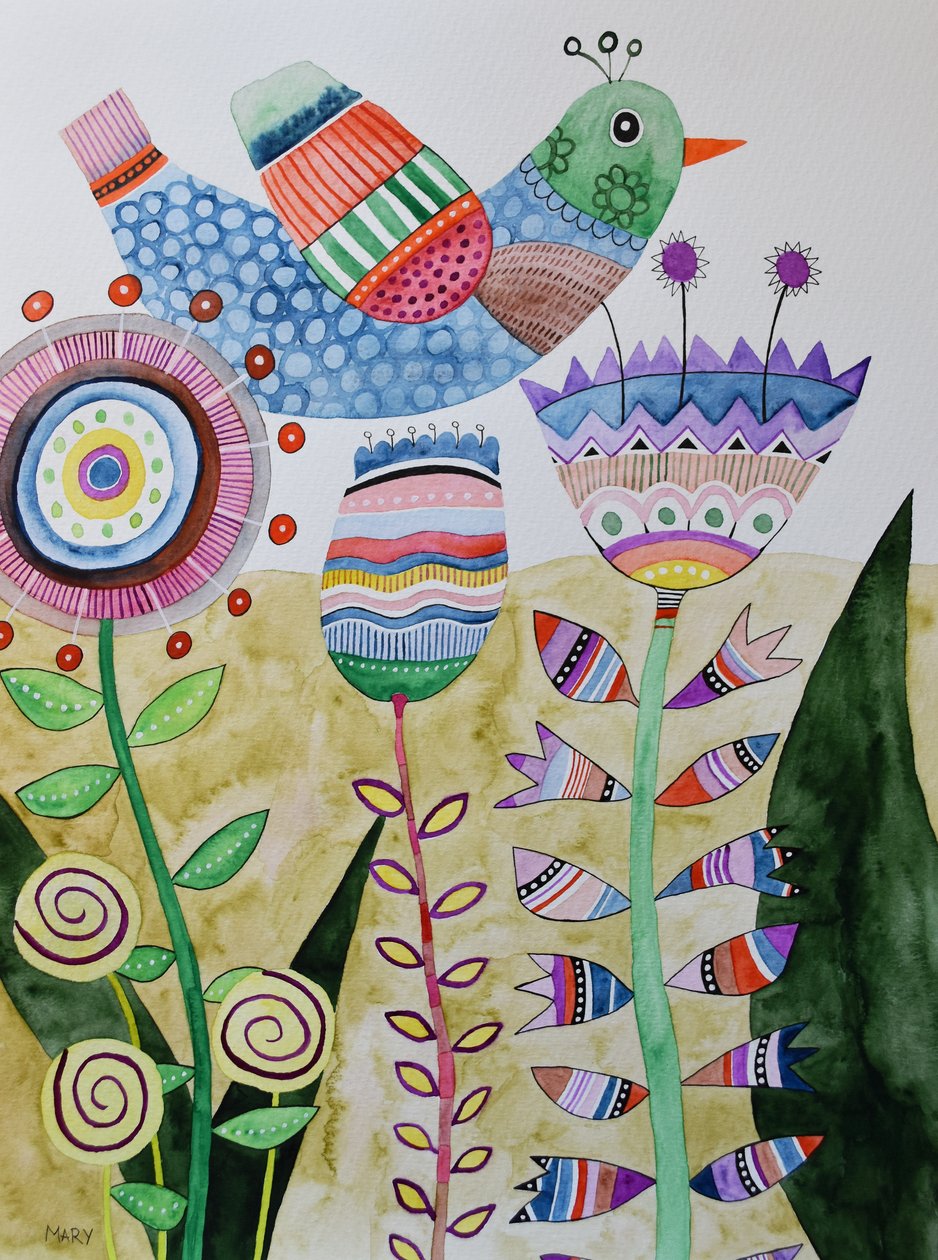 Őrült madár alkotó: Marys Watercolors