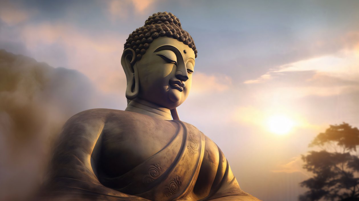 Fali dekoráció Buddha portré, békés meditáció, nagy vászon nyomatok alkotó: F. Abderrahim