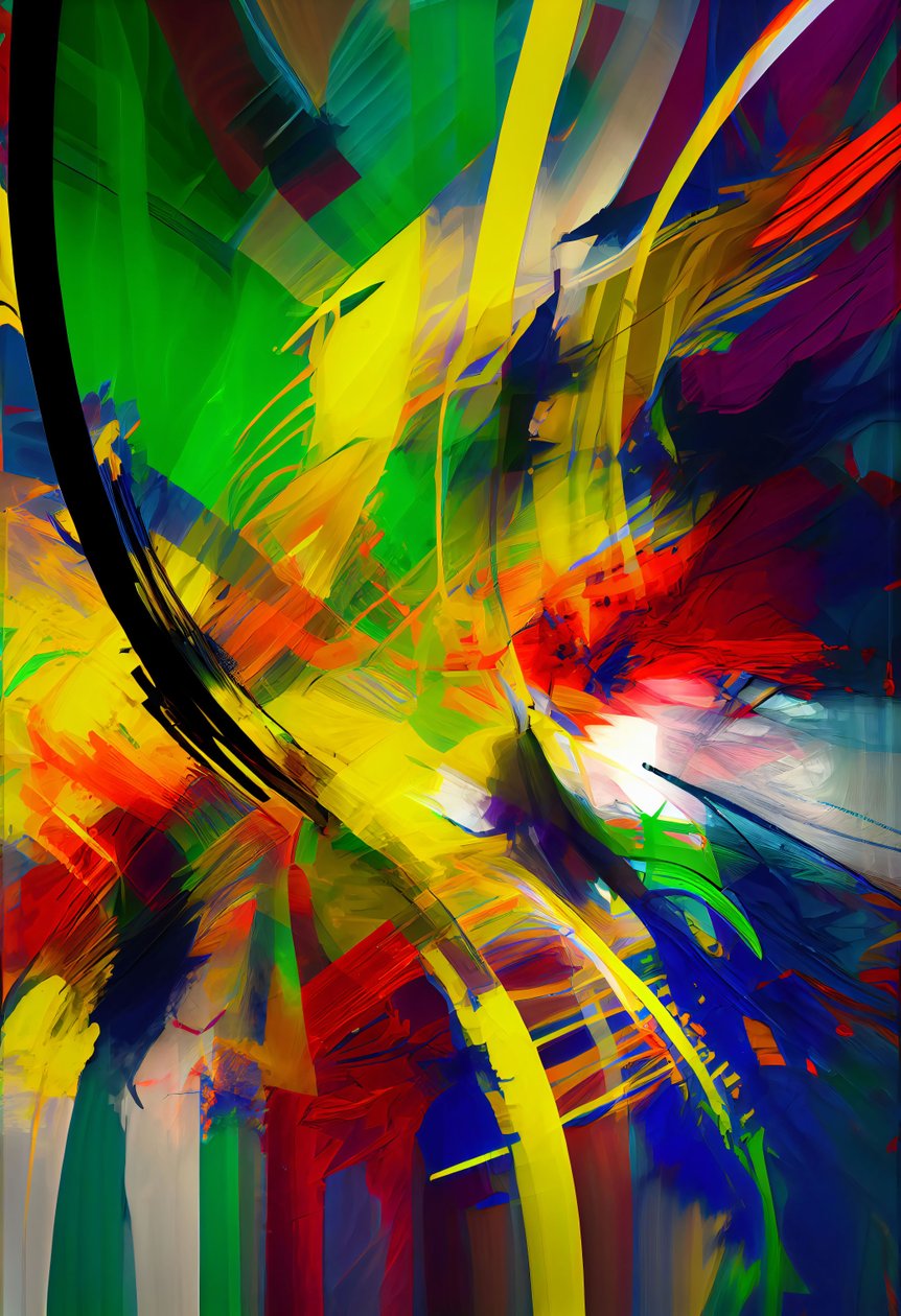 Absztrakt digitális festmény A Blend of Vibrant Colors, online vászon nyomtatás igény szerint alkotó: F. Abderrahim