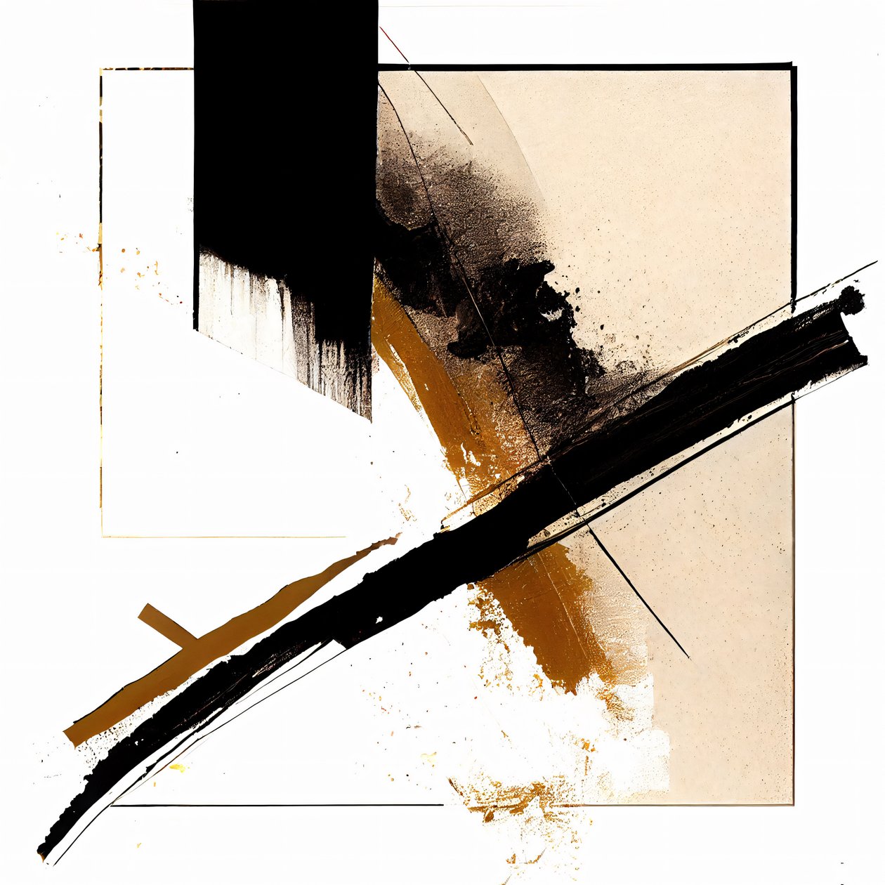 Fekete és bézs Diagonal Strokes Wall Art, vászon nyomtatás igény szerint alkotó: F. Abderrahim