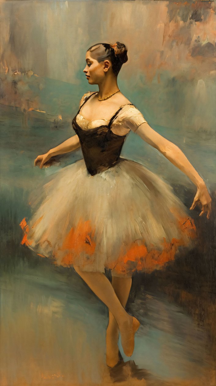 Olajfestmény Balett táncos, Edgar Degas stílus, Otthoni fali dekoráció hálószobába alkotó: F. Abderrahim
