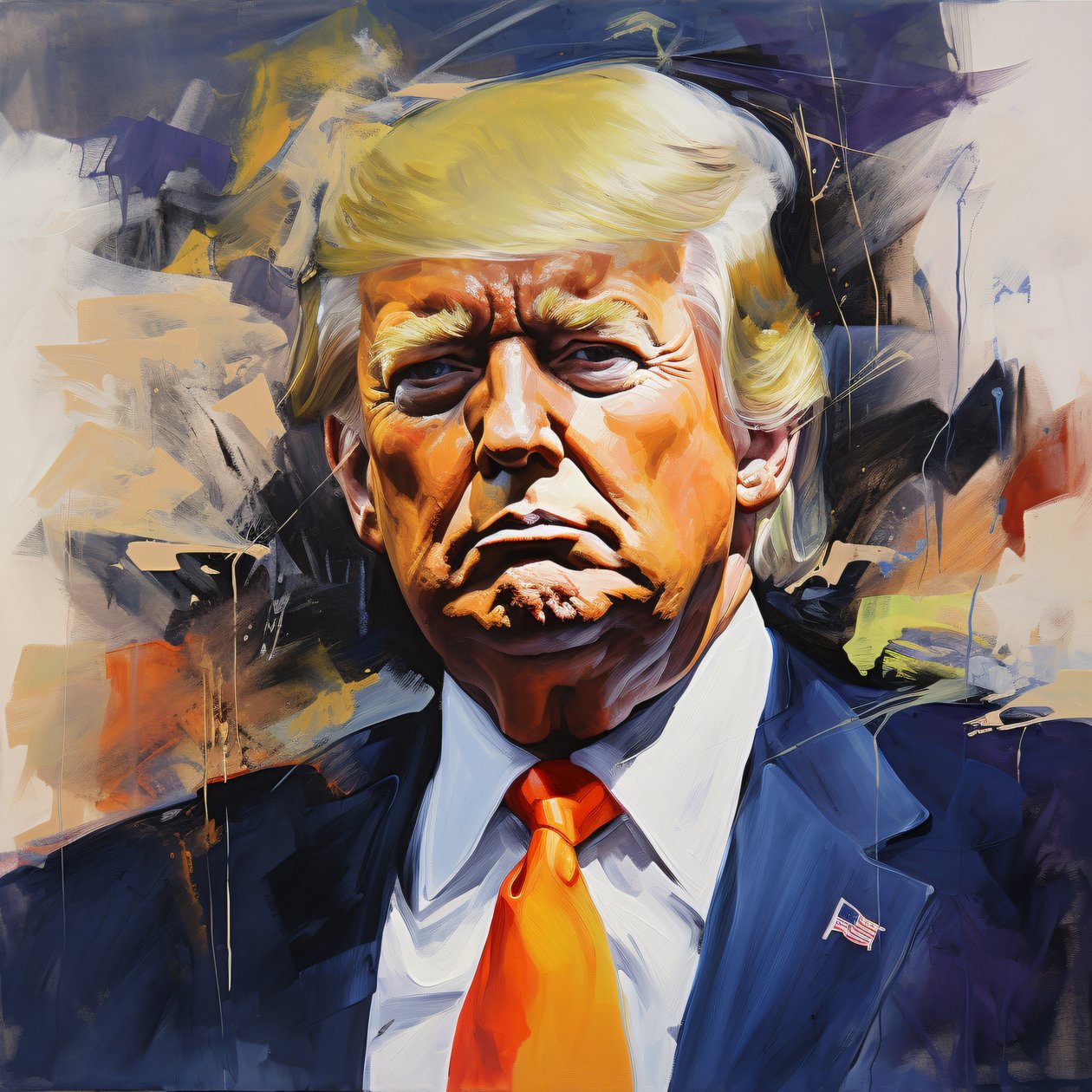 Akril Donald Trump festmény, Kortárs Wall Art, fali dekoráció az irodában alkotó: F. Abderrahim