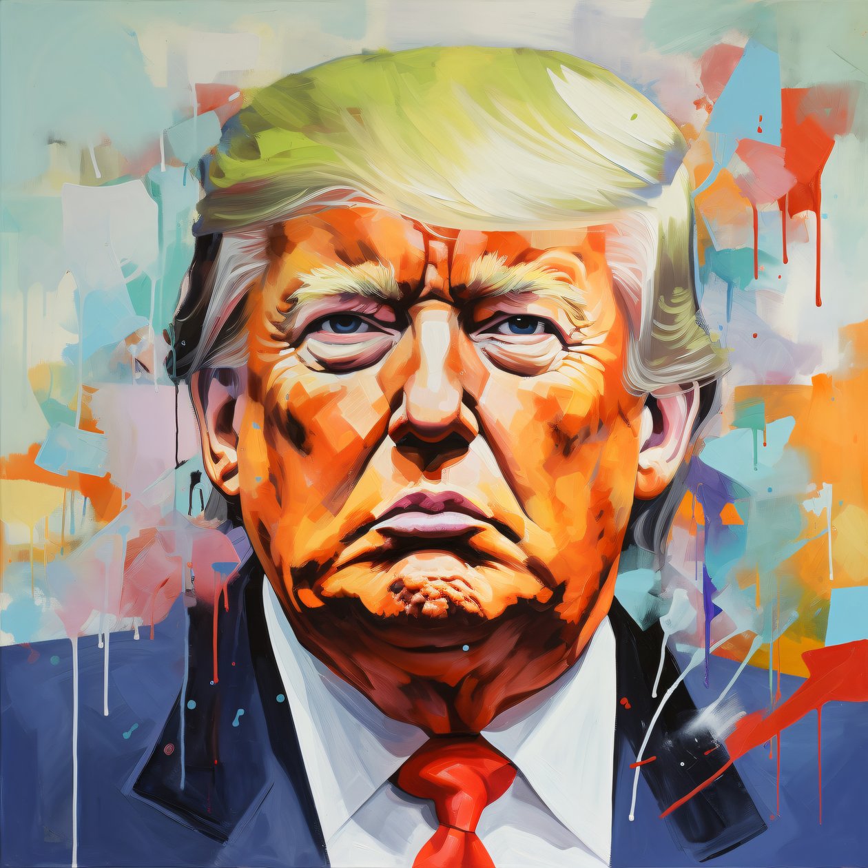 Donald Trump vászon olajfestmény nyomtatás, keretezett fa fali művészeti nyomatok alkotó: F. Abderrahim