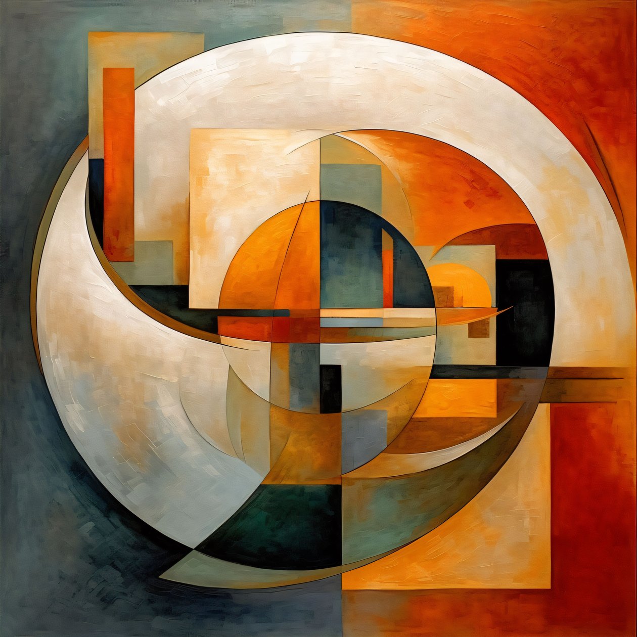 Piros Sárga Kék Kör, vászon Wall Art Modern absztrakt lakberendezés alkotó: F. Abderrahim