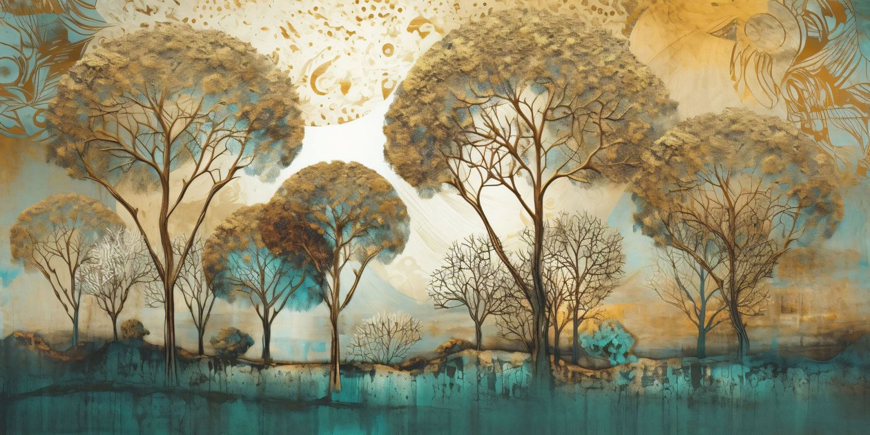 Szürrealista absztrakt lágy tónusokban, fa táj, fali művészeti nyomatok igény szerint alkotó: F. Abderrahim