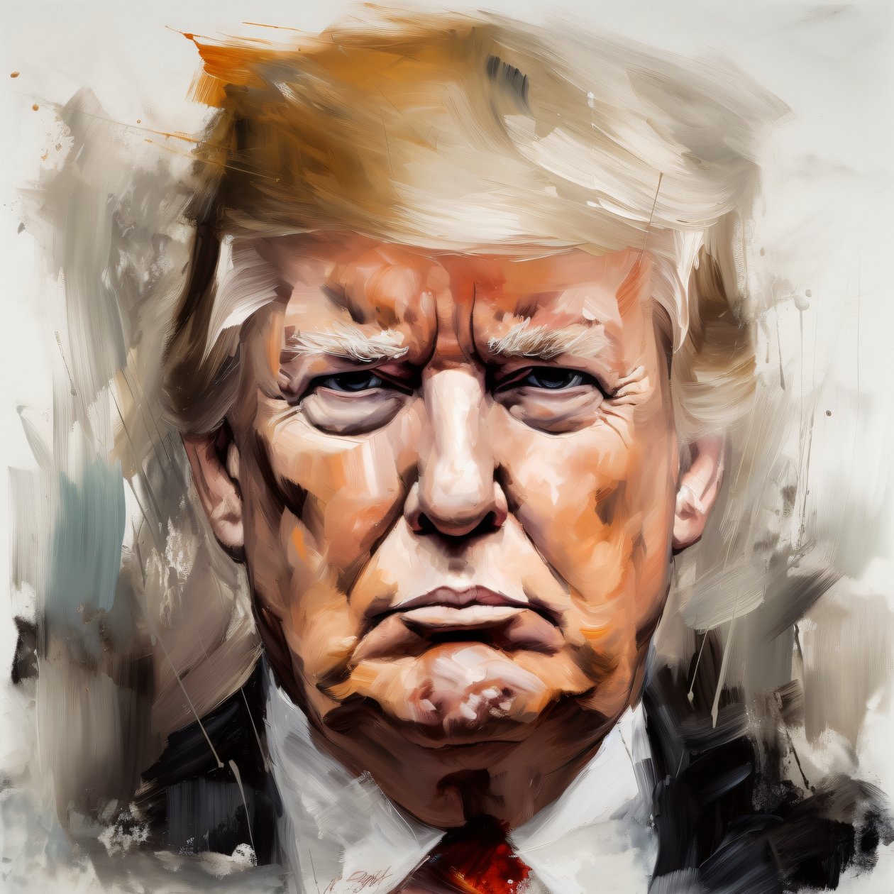 Donald Trump portré festmény eladó, Keretes fal dekoráció alkotó: F. Abderrahim