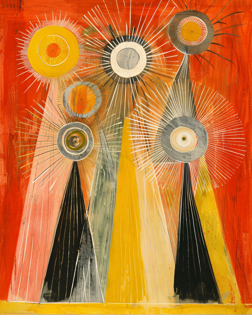 Absztrakt olajfestmény Hilma af Klint inspiráció, misztikus stílus, klasszikus fali dekoráció alkotó: F. Abderrahim