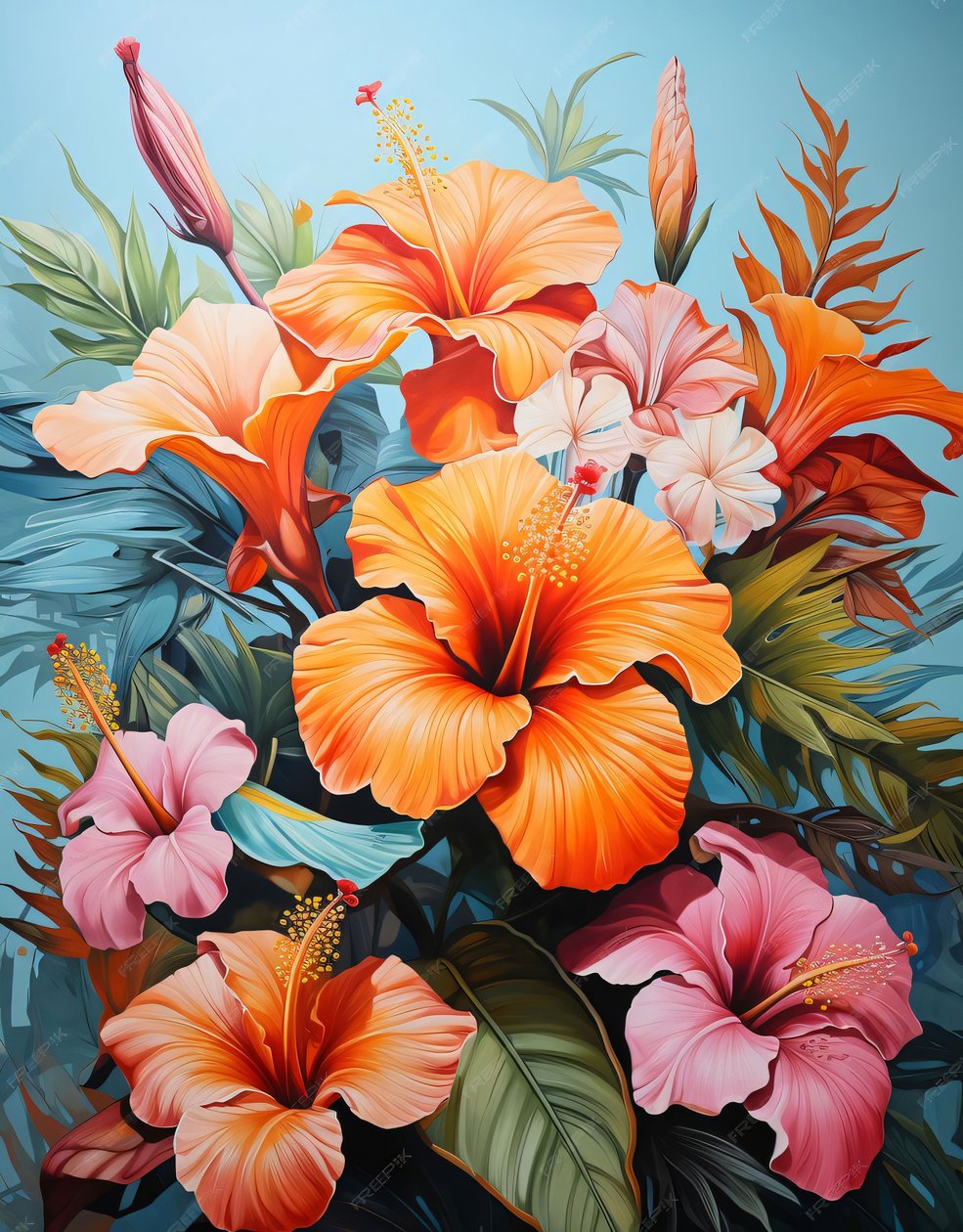 Festmény egy virágcsokor narancs és rózsaszín, fal Home Decor nyomatok alkotó: F. Abderrahim