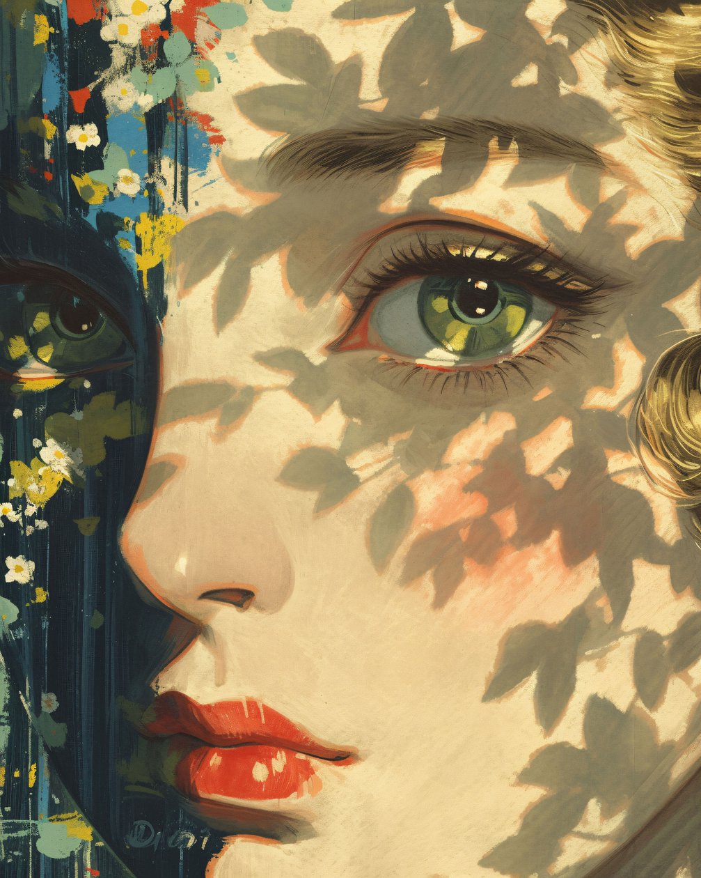 Sunlight Magus A Fornasetti Daydream, közelkép egy lány arcáról, online művészeti nyomatok alkotó: F. Abderrahim