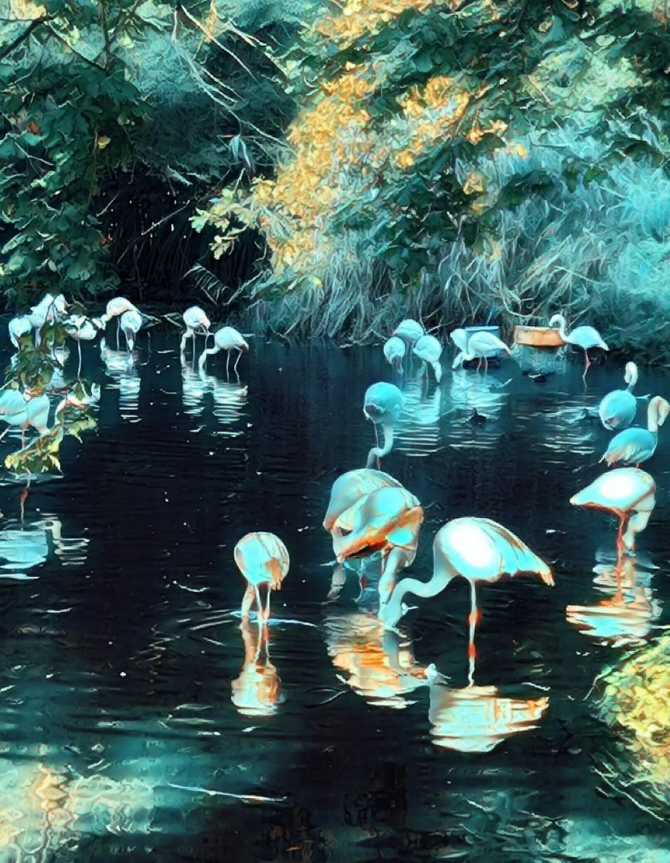 Flamingók. alkotó: Margareta Uliarte