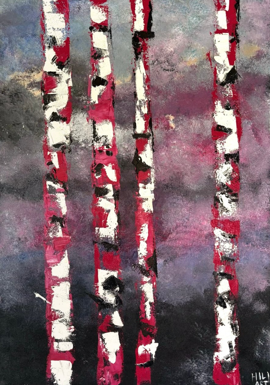 Rózsaszínű nyírfák alkotó: HILI ART Tetiana Brzozowski