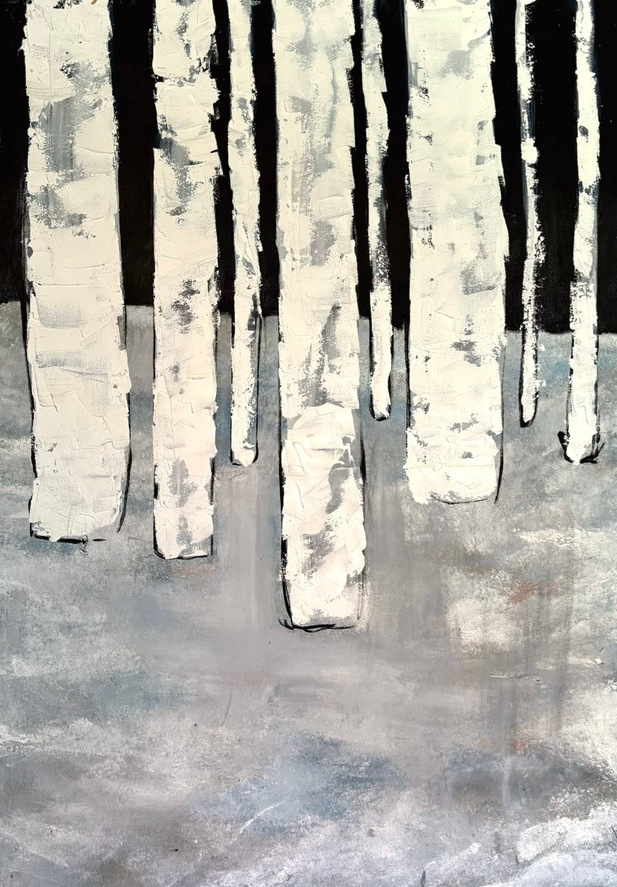 Nyírfák éjjel alkotó: HILI ART Tetiana Brzozowski