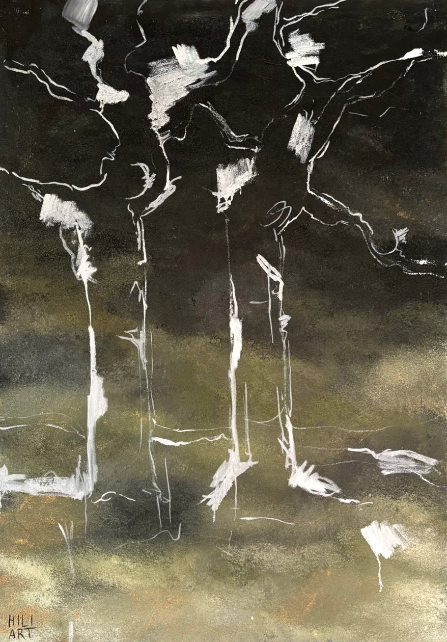 Nyírfák a sötétben alkotó: HILI ART Tetiana Brzozowski