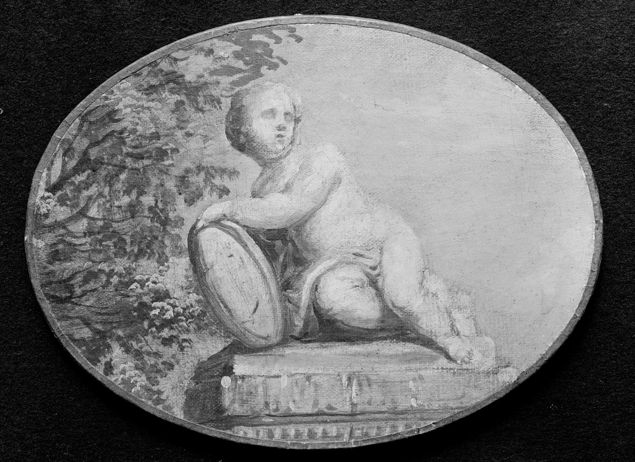 Puttó talapzaton zöldellő háttér előtt, 18. század. alkotó: 18th century . French Painter