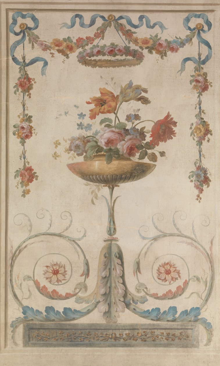 Levéltekercseken nyugvó virágváza, 1770-90. alkotó: 18th century . French Painter