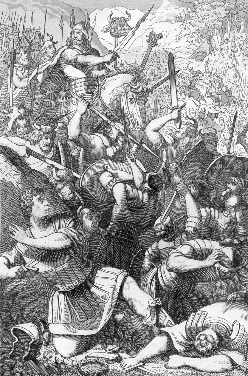 Arminius keruszk vezér (Kr. e. 18-21) a teutoburgi csatában (Teutoburger Wald vagy Teutberg), aki a rómaiakkal szembeszállt a germánok ellen i.sz. 9-ben (A keruszkok Arminius (Hermann) vezetésével legyőzik a 17–19. római légiókat Varus alatt a teutoburgi e alkotó: 19th Century Polish School