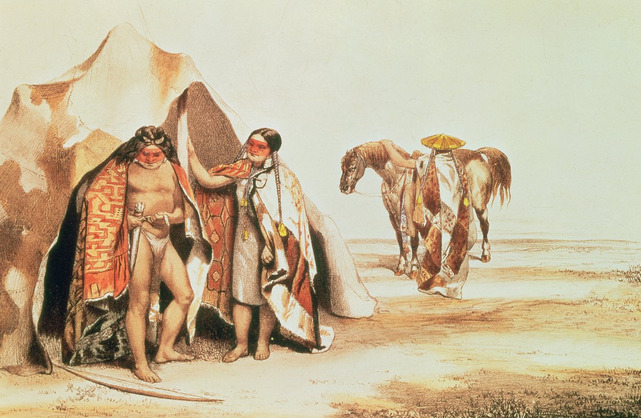 Patagóniai indiánok, vésette Emile Lassalle, 1830 körül alkotó: A. and Lassalle, E. DOrbigny