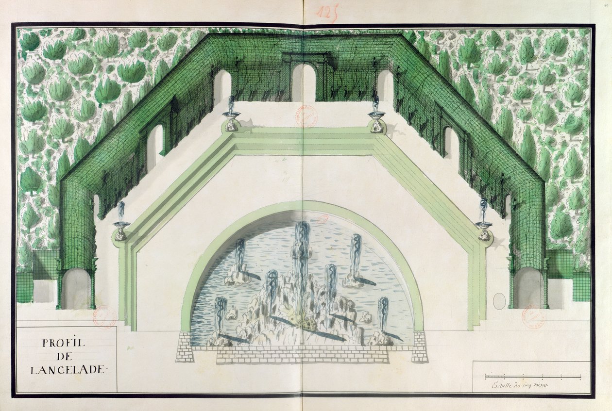 Ms 130740 Design for the Bassin de lEncelade Versailles-ban (wc papíron) alkotó: A. and Marsy, G. and B. Le Notre