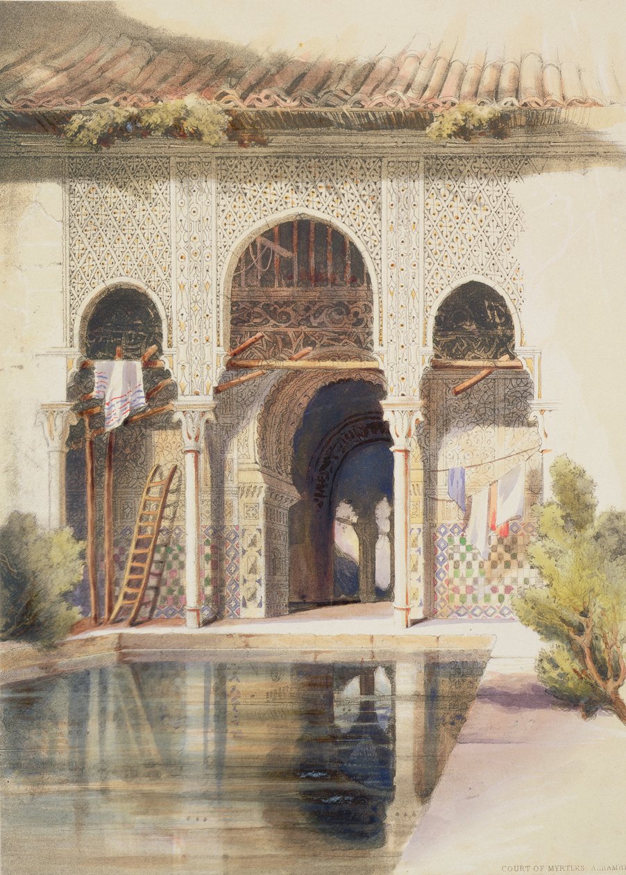 Myrtles udvara, Alhambra, 19. század közepe alkotó: A. Margaretta Burr