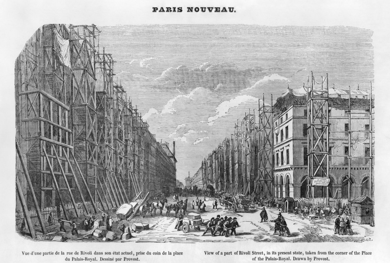 Új Párizs, kilátás a Rivoli utca egy részére, jelenlegi állapotában, a Place of the Palace-Royal sarkáról, 1877 alkotó: A Provost