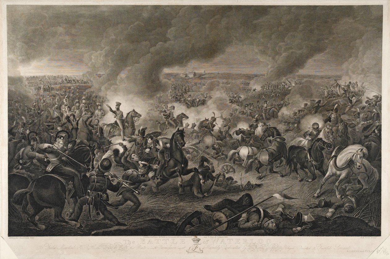 Az időszak a nap vége felé van... , Waterloo-i csata, 1815. június 18., metszet: H. R. Cook, kiadta: T. Clay és R. Lambe, 1819. június metszet. alkotó: A. Sauerweld