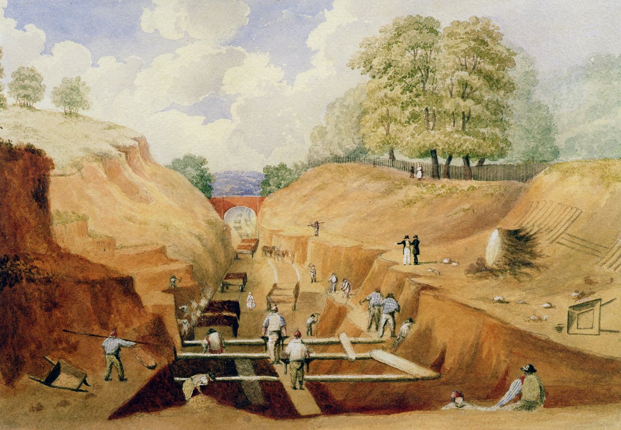A brightoni vasút építése, 1840 alkotó: A. Simpson