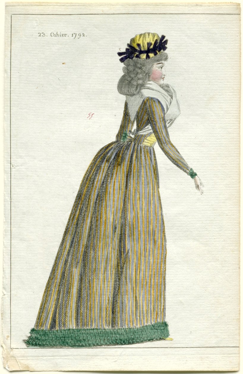 divathírek Journal of Fashion and Taste, 1792. október 10., 23. jegyzetfüzet, pl. 1 alkotó: A.B. Duhamel (possibly)