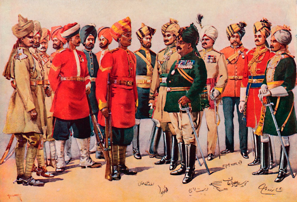 "Indiai katonák csoportja", 1913 alkotó: AC Lovett