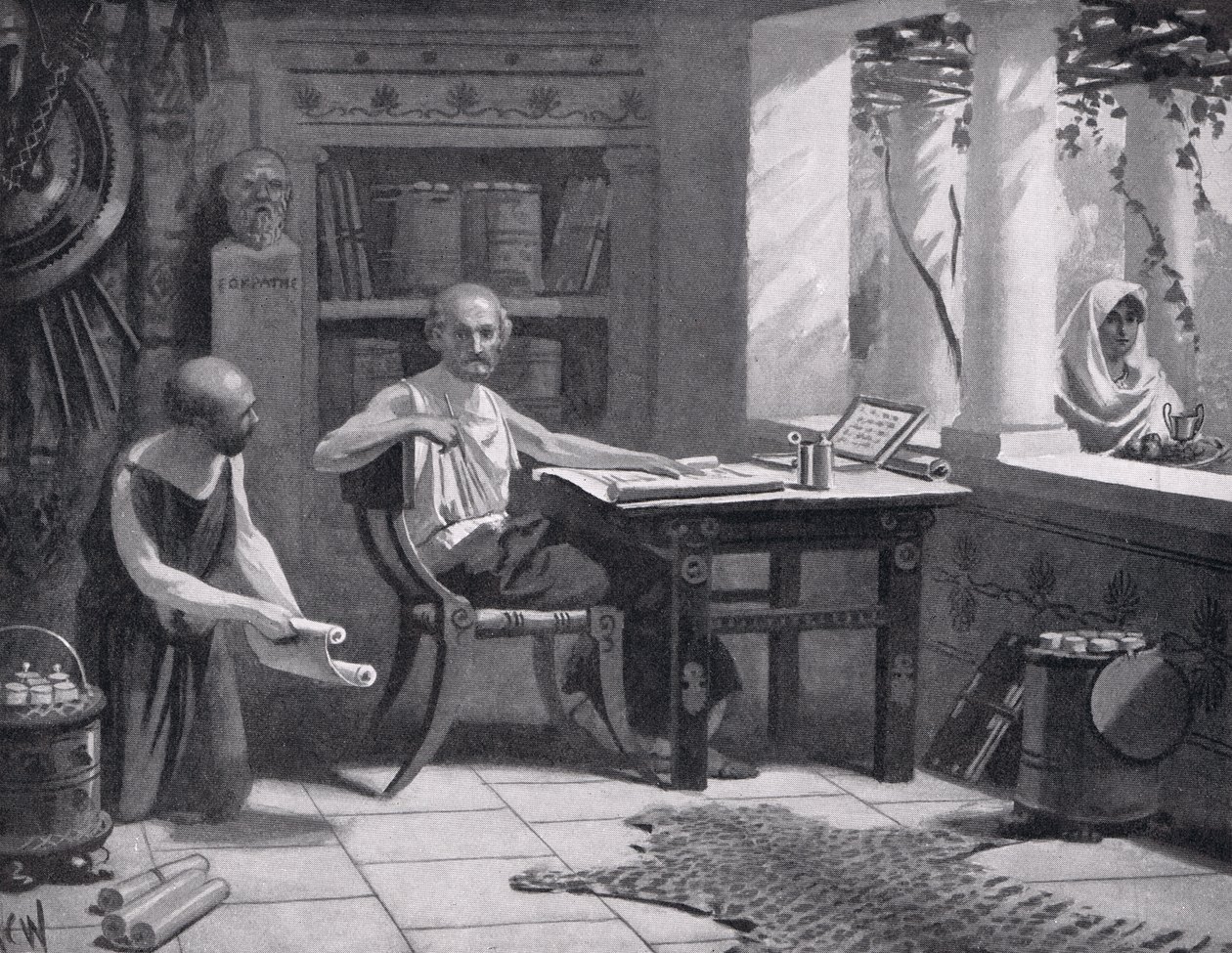 Xenophón diktálja történelmét, illusztráció a "Hutchinson