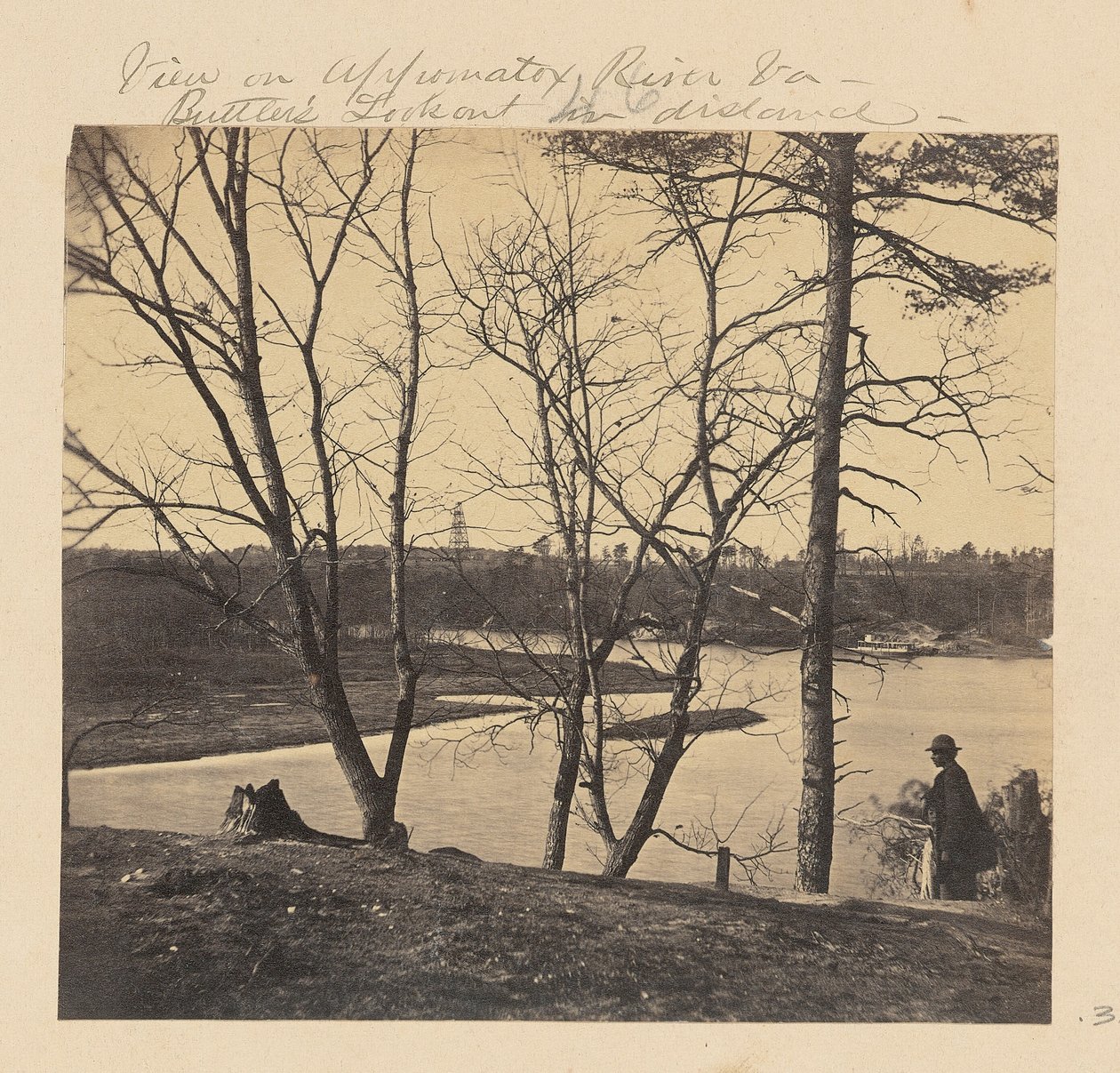 Kilátás az Appomattox folyóra, Virginia. A távolban a Butler-kilátó alkotó: A.J. Russell