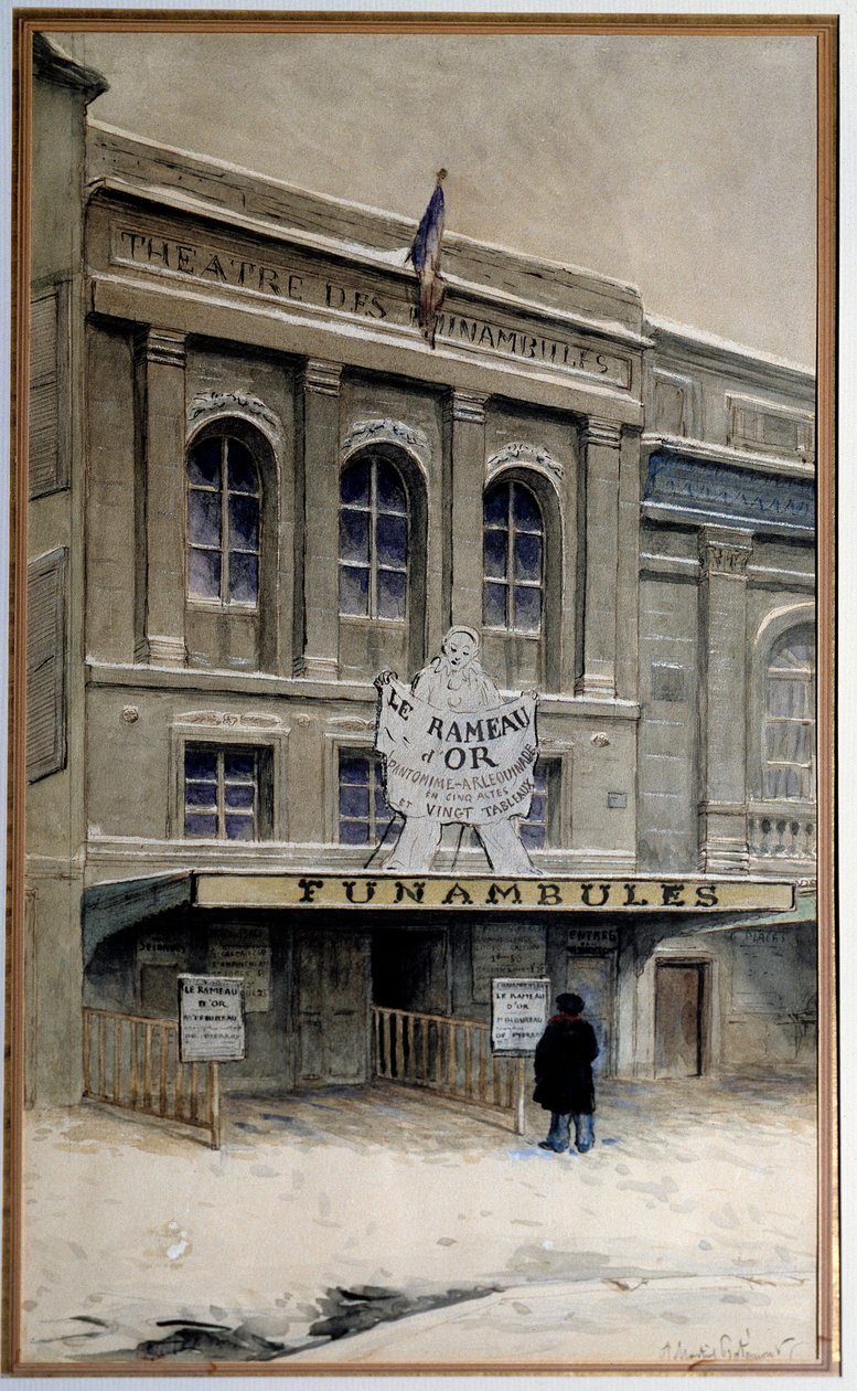 Kilátás a Theater des Funambules-ra a boulevard du Crime-n (boulevard du Temple Párizsban). Adolphe (1828-1883) akvarellje Párizs. Carnavalet Múzeum alkotó: A.P. Martial
