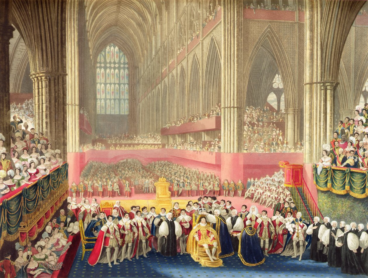 IV. György koronázása 1821. július 19-én a westminsteri apátságban (akvatintával készült rézkarc) alkotó: A.W. and Stephanoff J. (after) Pugin