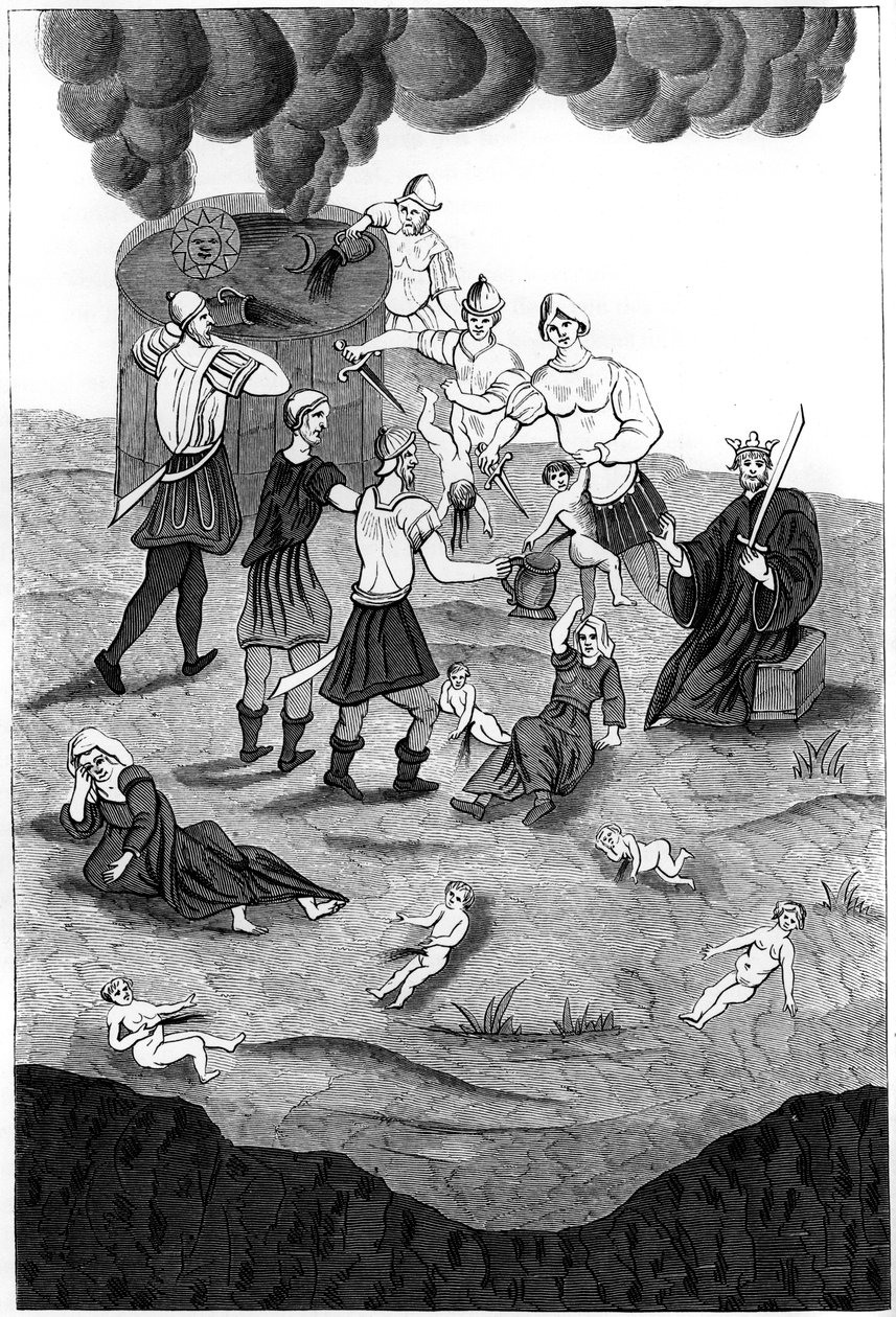 Zsidók, akik keresztény gyerekek vérét vették el misztikus szertartásaik miatt, 1849 alkotó: A. Bisson
